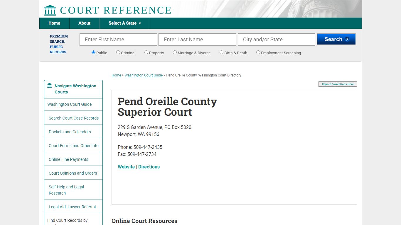 Pend Oreille County Superior Court - CourtReference.com